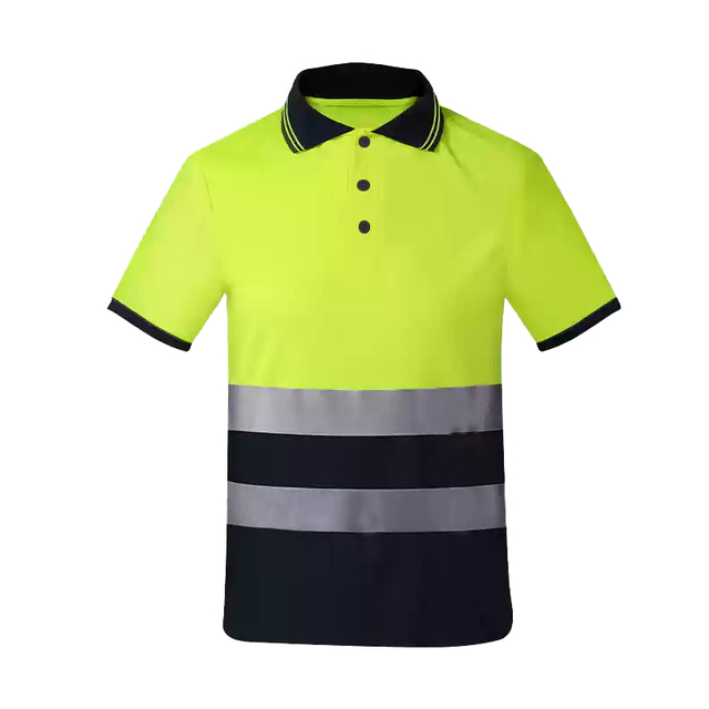 High Visibility Workwear Reflective Polo Shirt with Collar