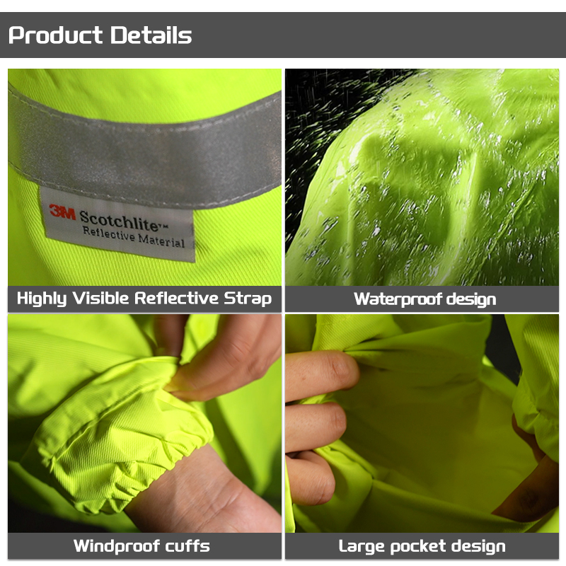 Custom Logo Rainproof Rain Suit Safety Reflective Raincoat