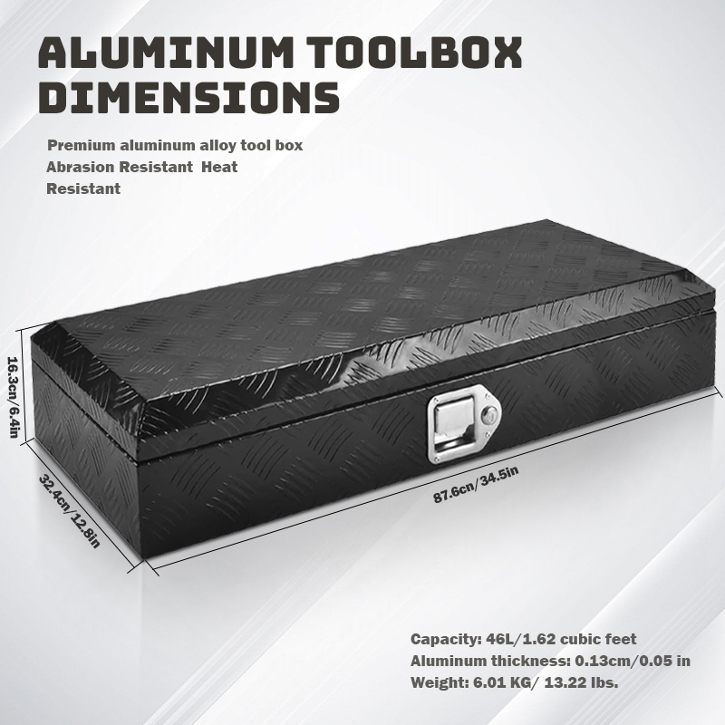 34.5 Inch Aluminum Tool Box Waterproof Truck Bed Tool Box with Lock