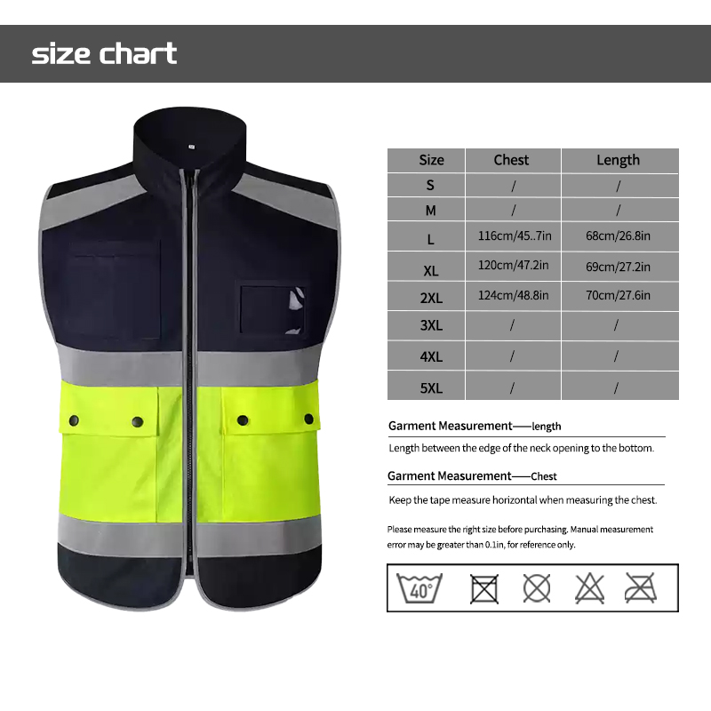 Round Neck Sleeveless High Vis Safety Jacket Vest with Pockets