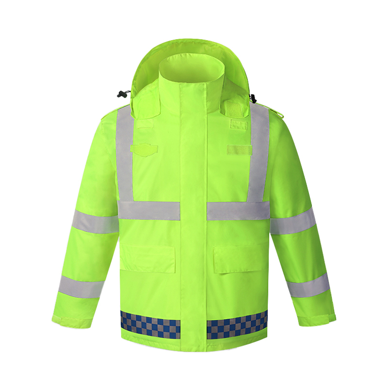 Weather Resistant Reflective Safety Raincoat with Reflective Tapes