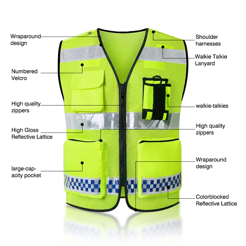 Breathable High Visibility Safety Vest Security Uniform with Pockets