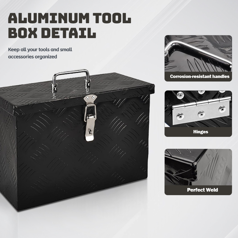 Waterproof Aluminum Toolbox Saddle Tool Box Pickup Tool Organizer