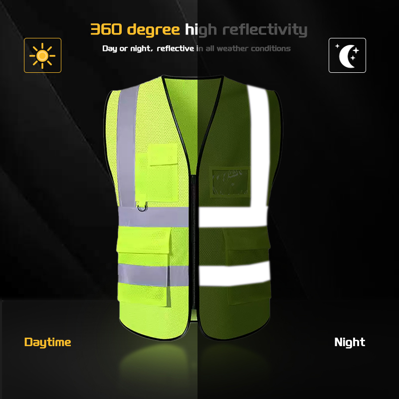 Breathable Mesh Fabric Reflective Safety Vest with Reflective Strips