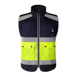 Round Neck Sleeveless High Vis Safety Jacket Vest with Pockets