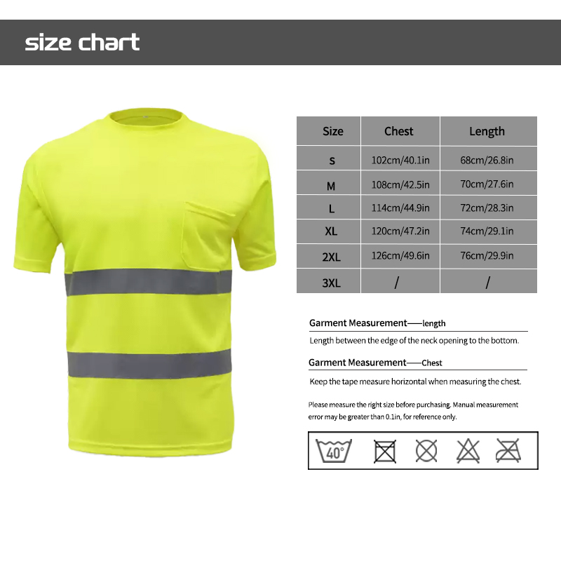 High Visibility Round Neck Safety T Shirt with Reflective Tapes