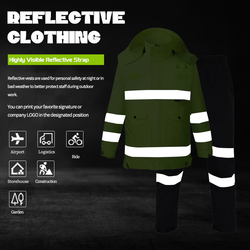 Waterproof Safety Raincoat Rain Pants with Detachable Hood