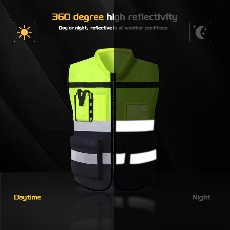 Stand Collar High Vis Guard Safety Vest with Reflective Strips