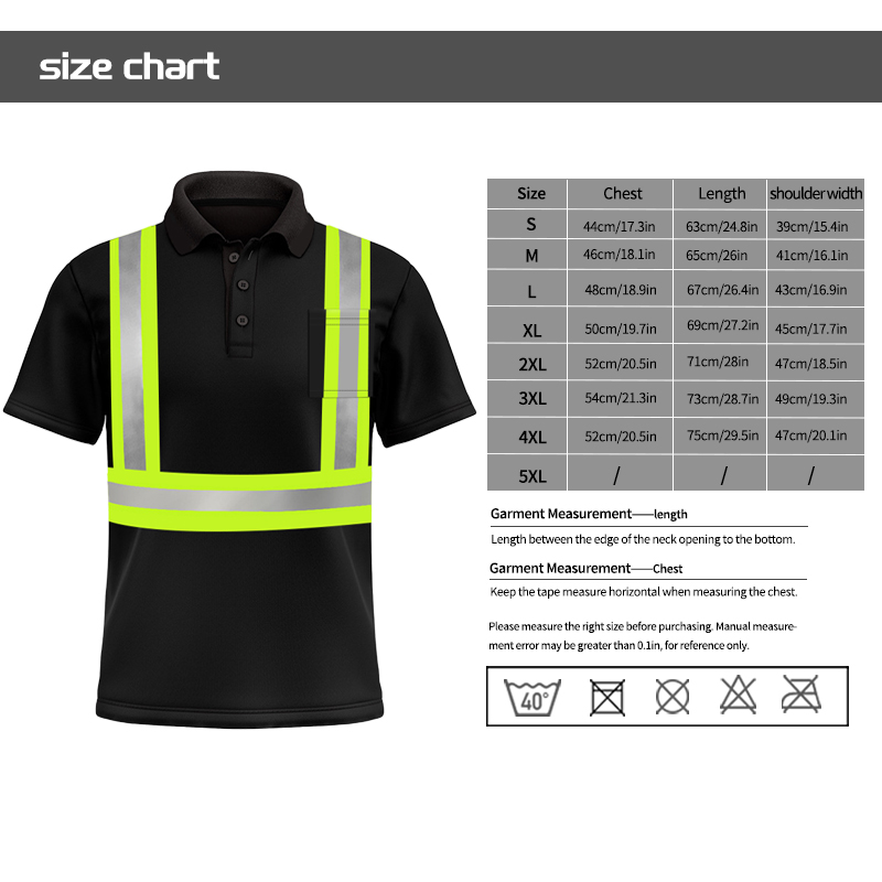 High Vis Safety Workwear Reflective Safety Polo Shirt with Neck