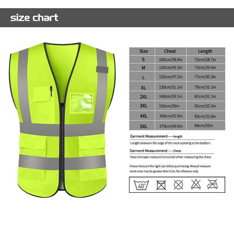 Fluorescent Green High Visibility Safety Vest with Multiple Pockets