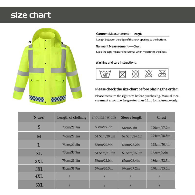 High Visibility Raincoat Suit Safety Clothing with Multiple Pockets