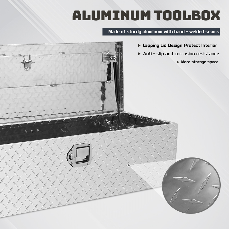 Aluminum Truck Bed Tool Box Trailer Tongue Toolbox with Side Handle