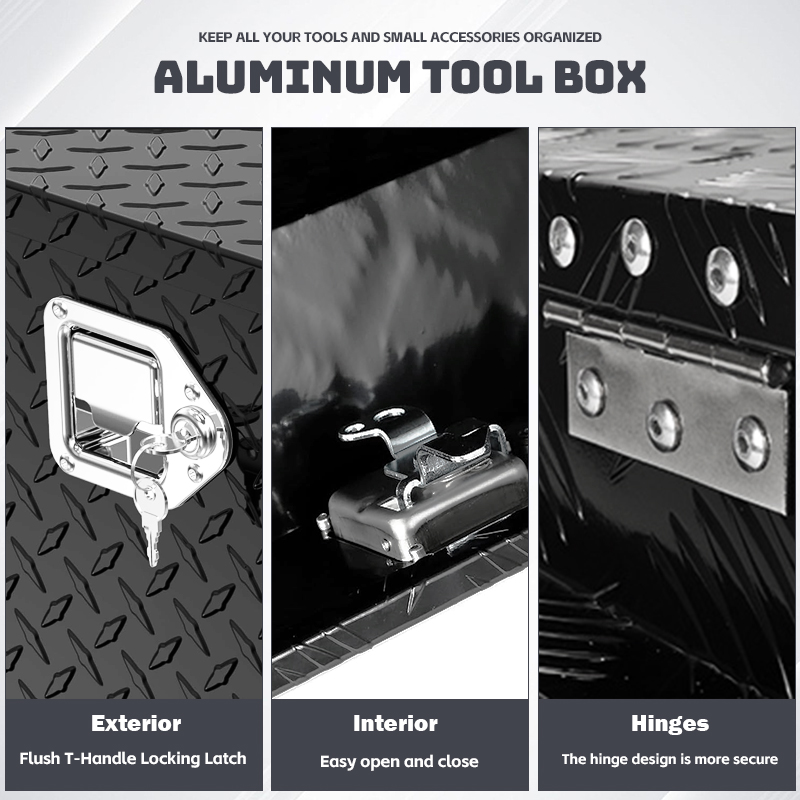 Waterproof Checkered Plate Aluminum Toolbox with Handles and Locks