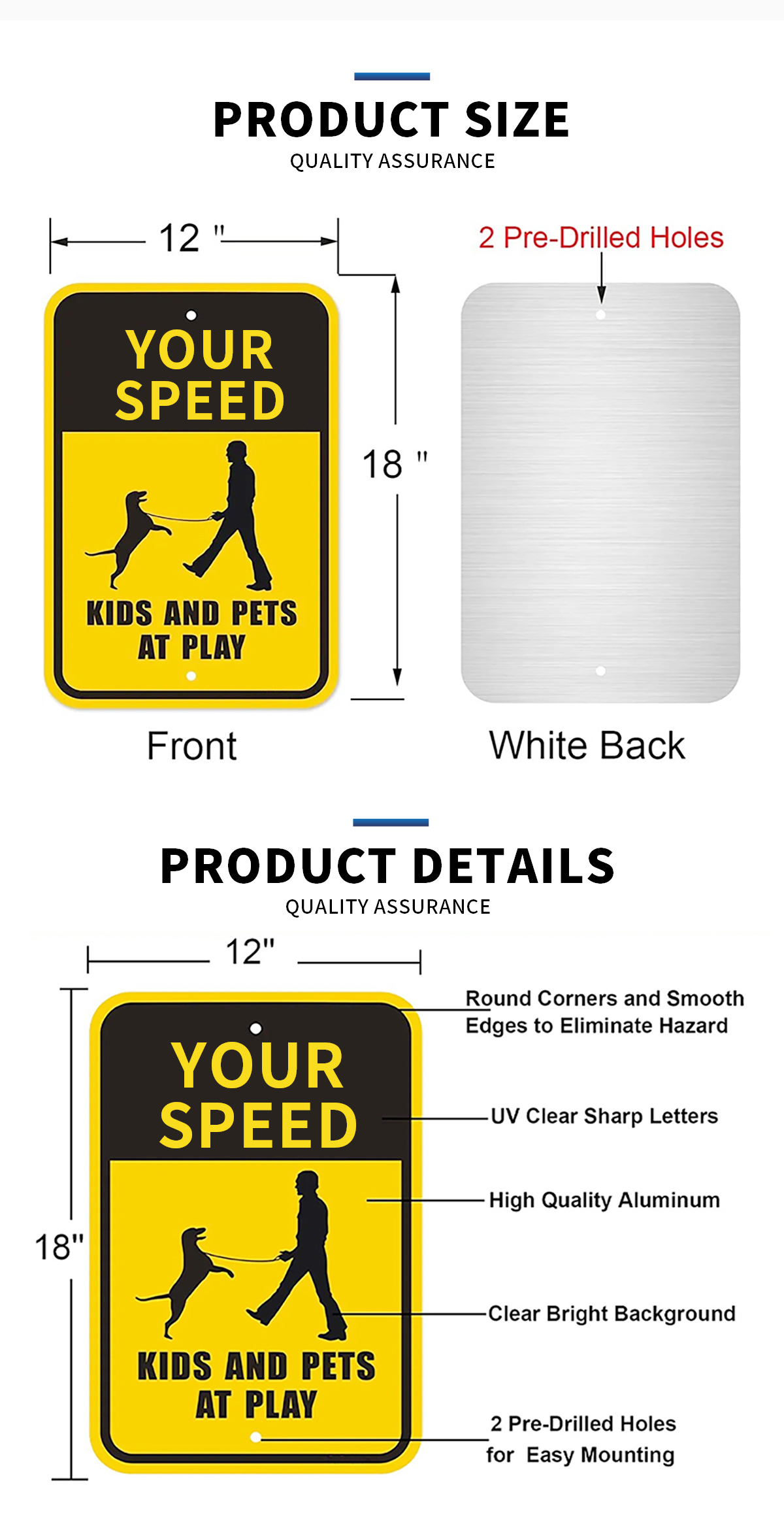 Traffic sign size and details