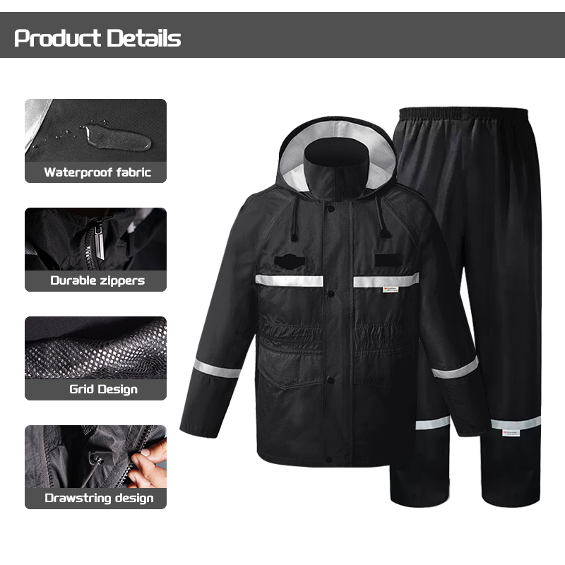 Waterproof Reflective Safety Raincoat Rain Jacket Pants for Men