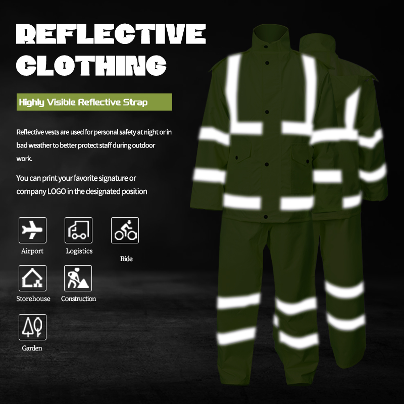 Waterproof High Visibility Reflective Raincoat Rain Jacket with Hood