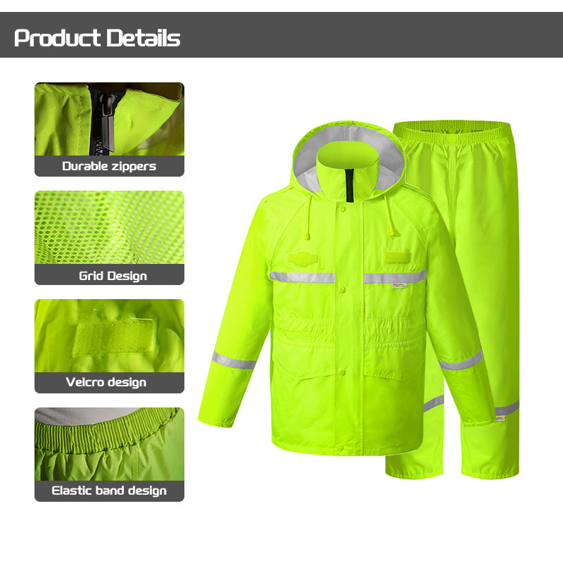 Custom Logo Rainproof Rain Suit Safety Reflective Raincoat