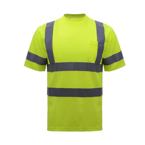 Round Crew T Shirts Safety Short Sleeve with Reflective Strips