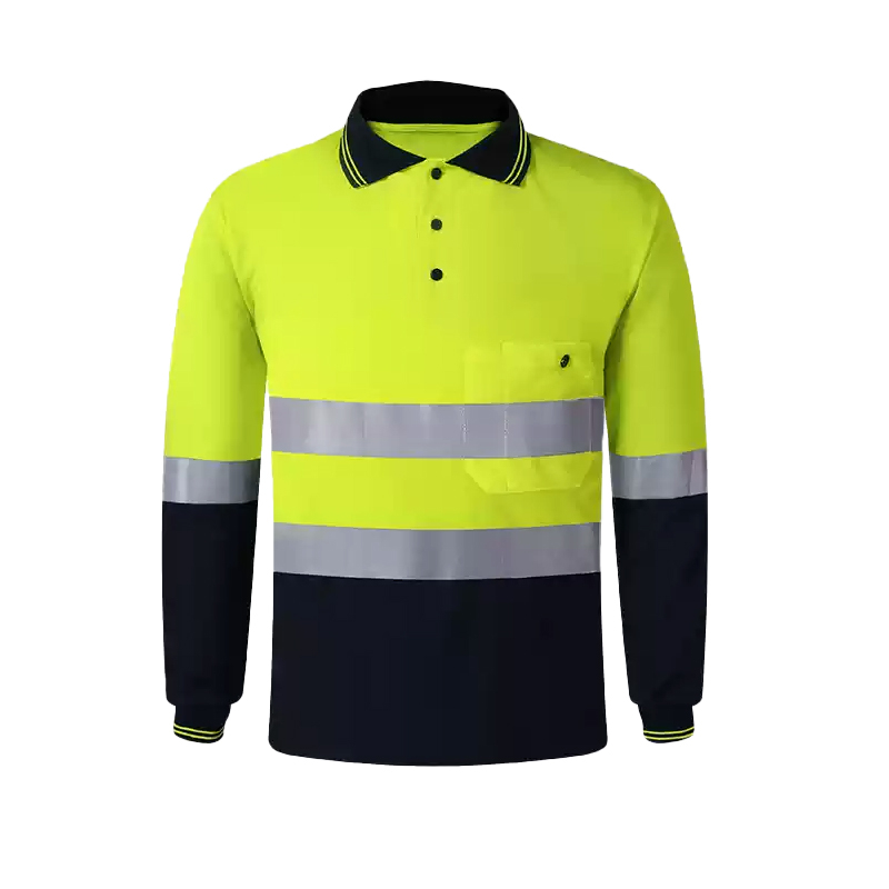 High Visibility Long Sleeve Work Clothes Safety Polo T Shirt for Adults