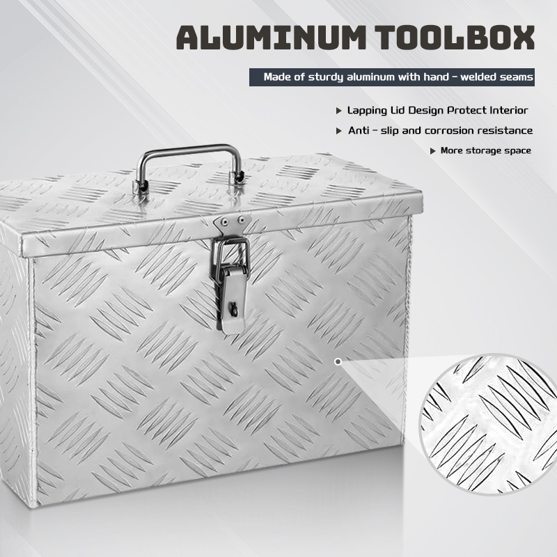 16 Inch Aluminum Tool Box Trailer Toolbox Tool Organizer with Top Handle