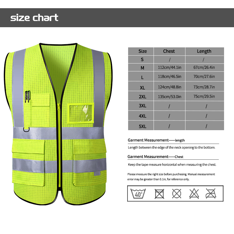 Multi Pockets High Visibility Workwear Reflective Safety Jacket Vest