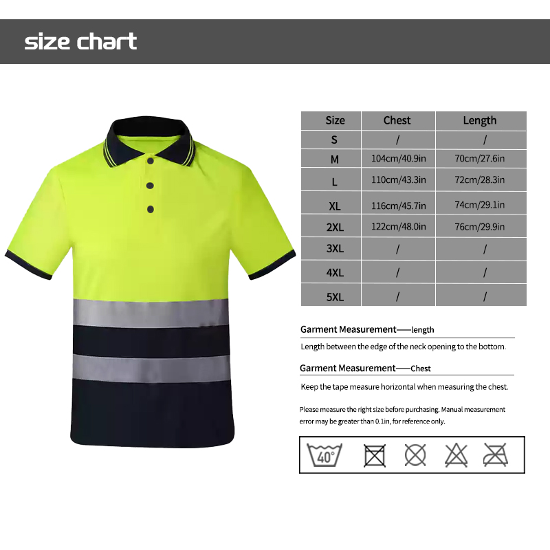 High Visibility Workwear Reflective Polo Shirt with Collar