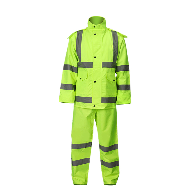 Waterproof High Visibility Reflective Raincoat Rain Jacket with Hood