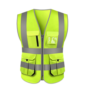 High Visibility Zippered Safety Reflective Vest with Reflective Tape