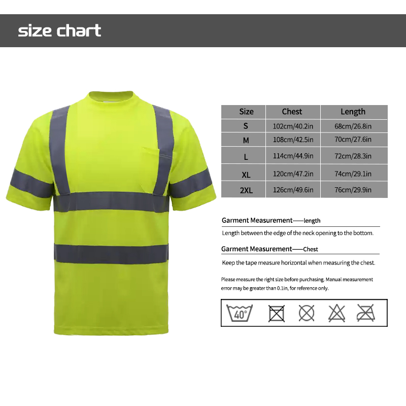 Round Crew T Shirts Safety Short Sleeve with Reflective Strips