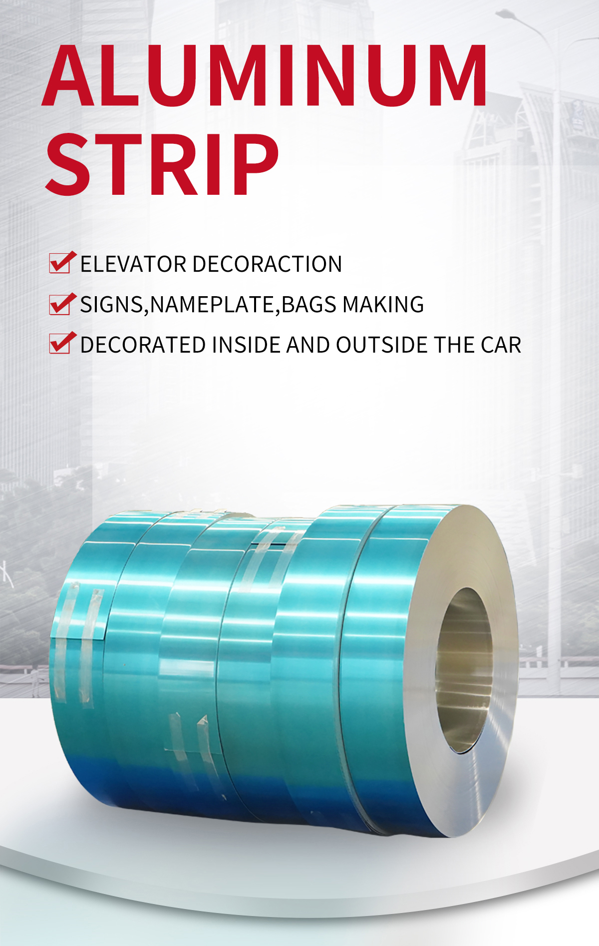 Aluminum roll strip with blue protective film