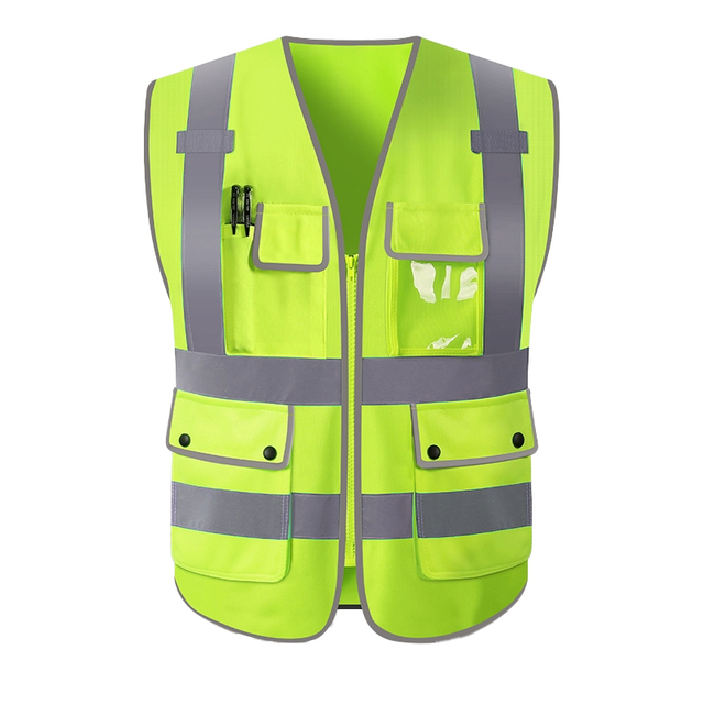 Custom Sleeveless High Visibility Safety Vest with Zipper Closure