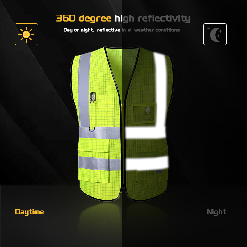 Multi Pockets High Visibility Workwear Reflective Safety Jacket Vest