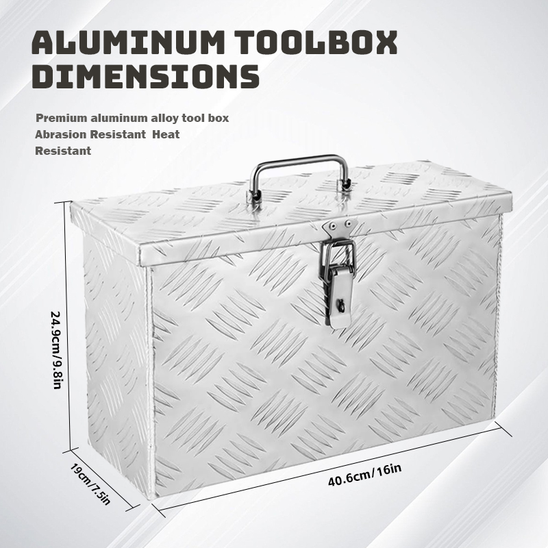 16 Inch Aluminum Tool Box Trailer Toolbox Tool Organizer with Top Handle