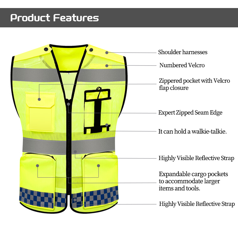 Custom Logo Hi Vis Safety Vest Workwear for Construction Road