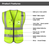 Fluorescent Green High Visibility Safety Vest with Multiple Pockets