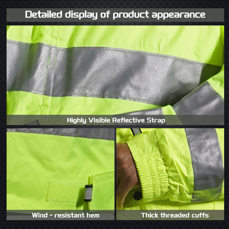 Waterproof Safety Raincoat Rain Pants with Detachable Hood