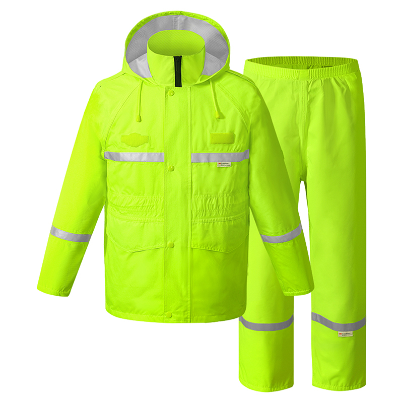 Custom Logo Rainproof Rain Suit Safety Reflective Raincoat