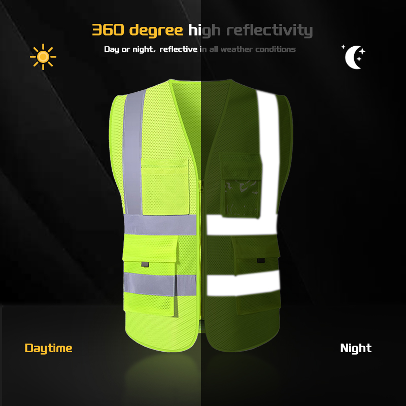 Breathable Safety Clothing Security Reflective Vest with Pockets