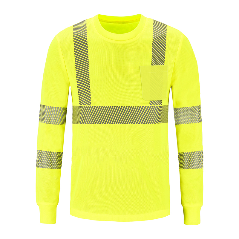 Polyester Reflective Apparel Safety Long Sleeve T Shirts for Men