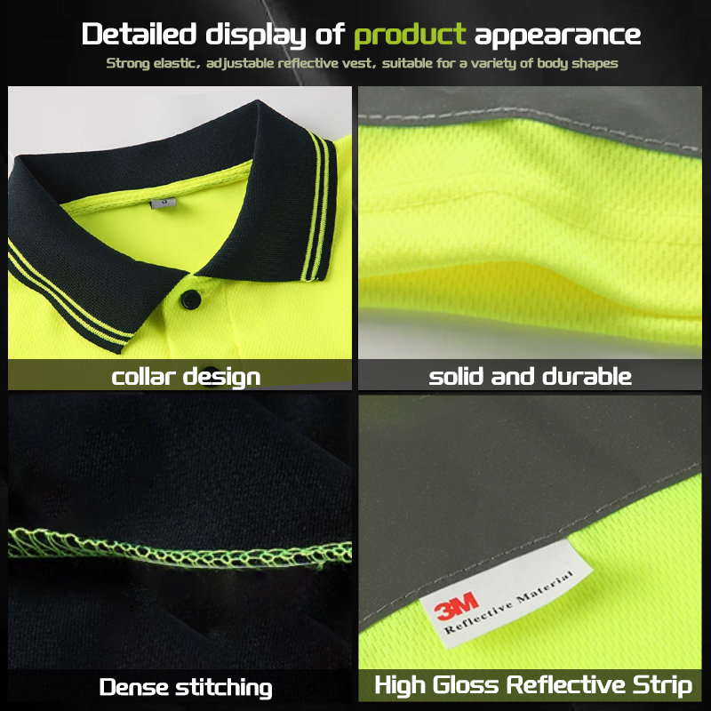 High Visibility Long Sleeve Work Clothes Safety Polo T Shirt for Adults