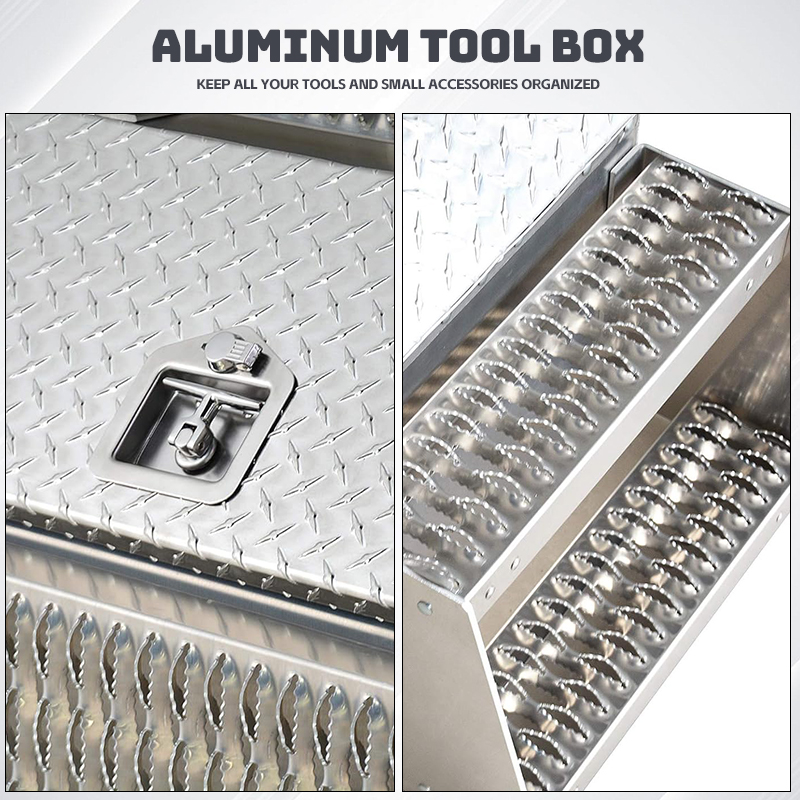 Customized Saddle Step Toolbox Aluminum Tool Box for Truck