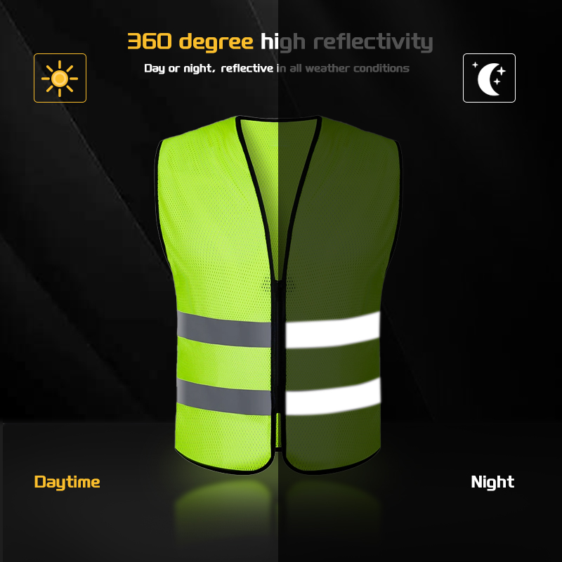 Breathable Mesh Fabric Safety Jacket Vest with Reflective Strips