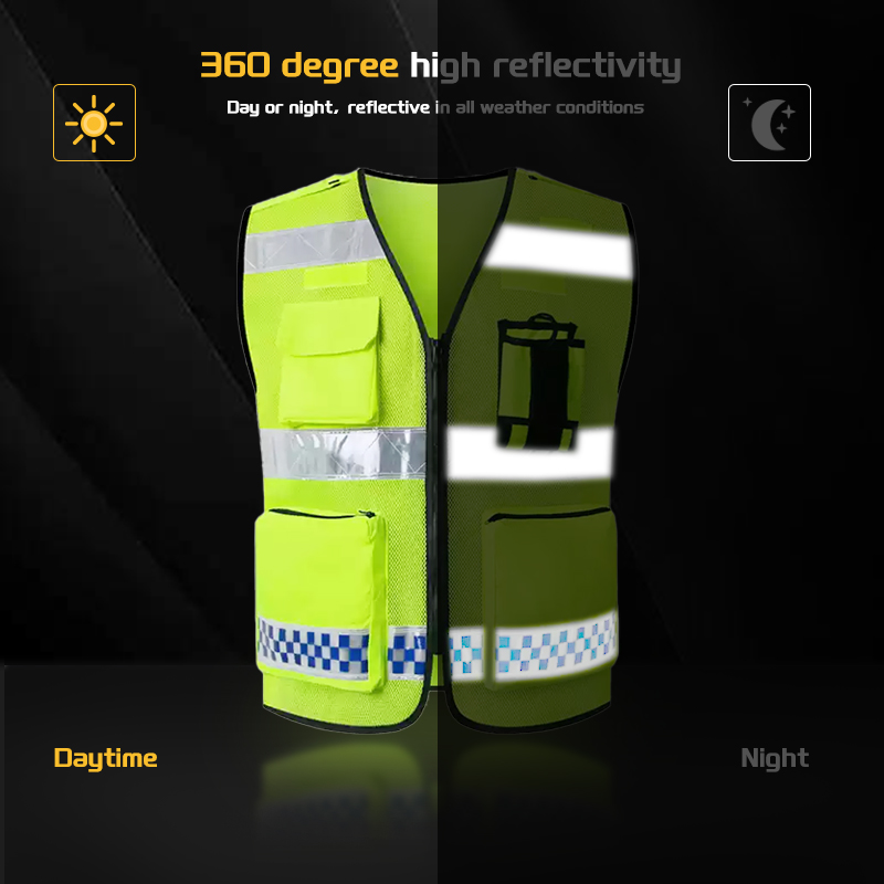 Breathable High Visibility Safety Vest Security Uniform with Pockets