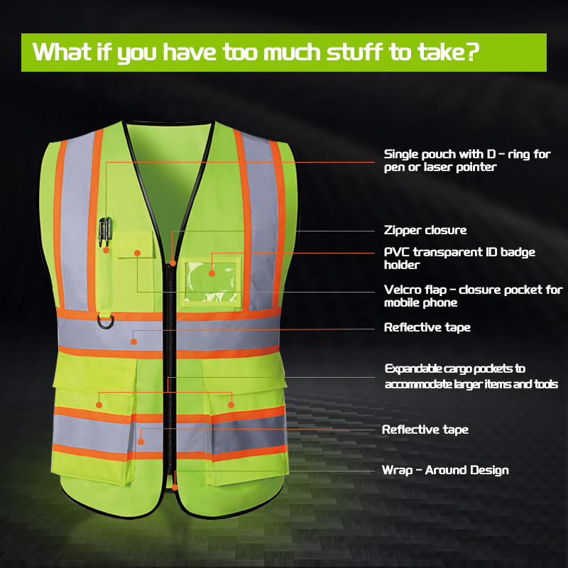 Wholesale Sleeveless Safety Jacket Vest with Wider Reflective Strips