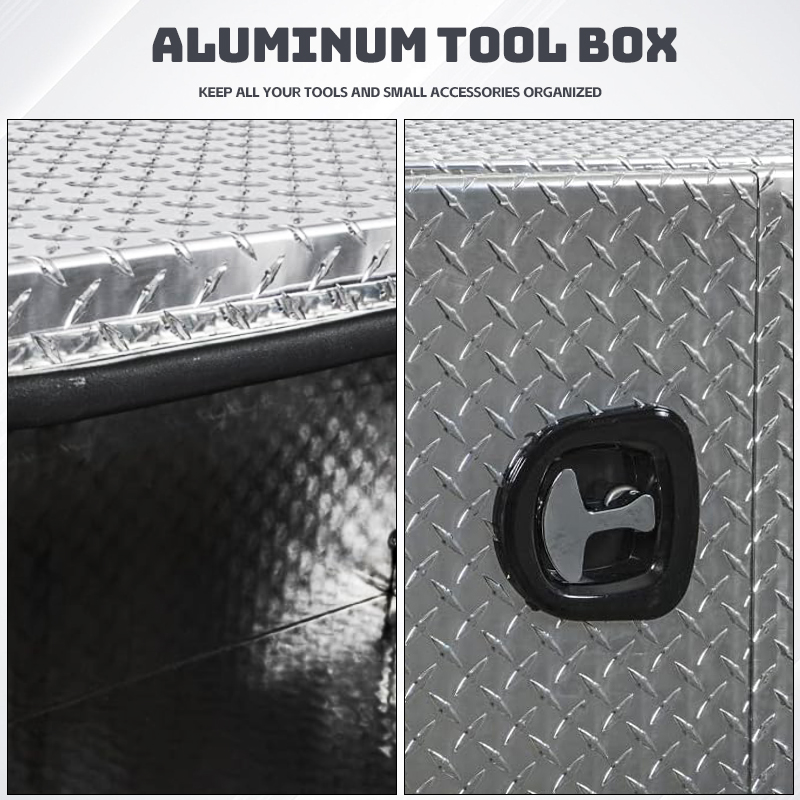 Lockable Diamond Checkered Aluminum Tool Box for Trailer Tongue